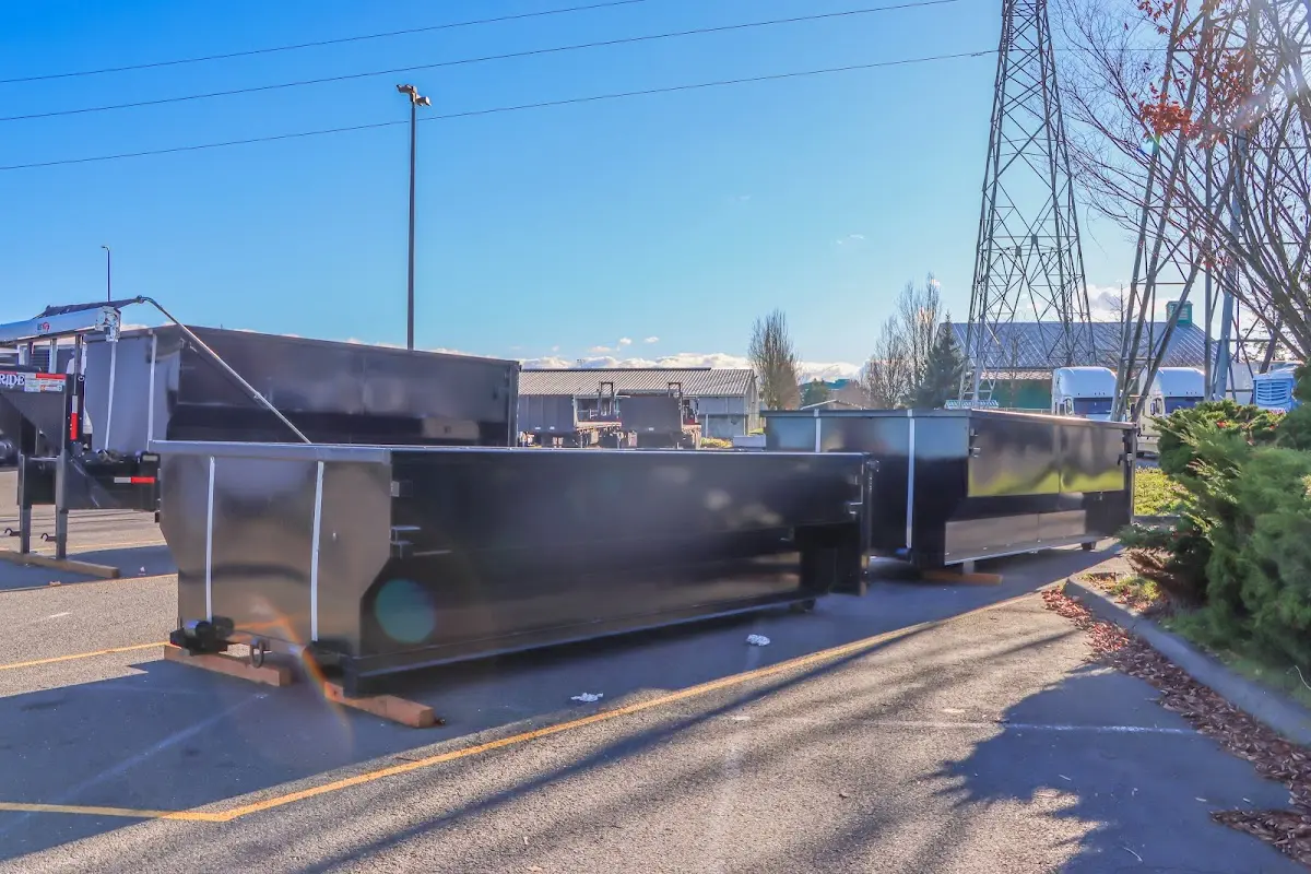 Roll-off dumpster ready for waste disposal at job site for 8 Yard Dumpster Rental in East Hartford
